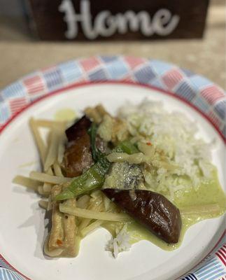 Green curry with tofu & rice