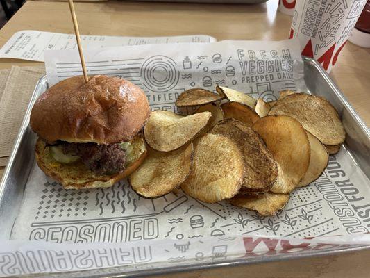 Burger and chips