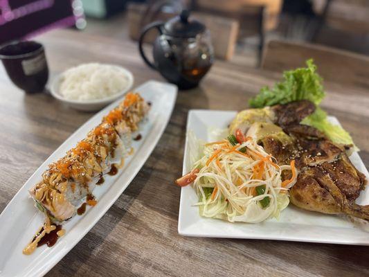 Baked Salmon Roll and Thai BBQ Chicken