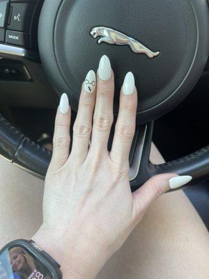 Medium almond nails with gel polish & design.