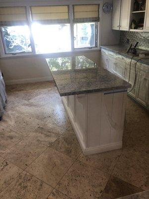 Polished marble counter top. All etching and scratches removed