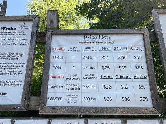 Price list