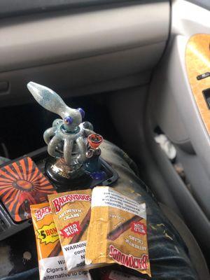 *Clean AF Squid Bong,  *Premium E85 Cannabis Flower, *Wild Rum Backwoods, *Honey Backwoods,