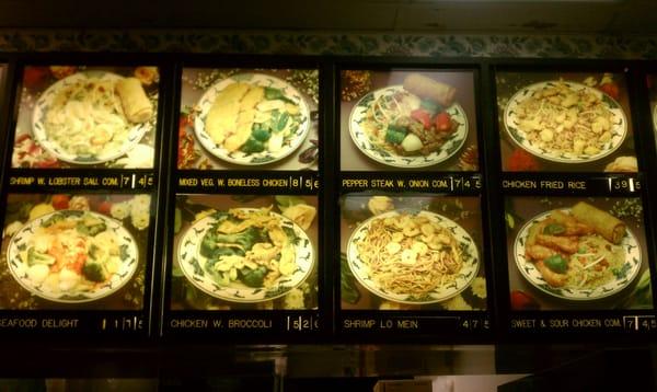 Part of the picture menu above the order counter.