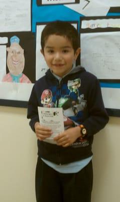 The student of the month for February... Andre