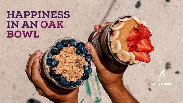 Boost health with Oakberry! Order at Abbot Kinney or via Seamless, Grubhub, Doordash, Postmates, UberEats, Caviar.