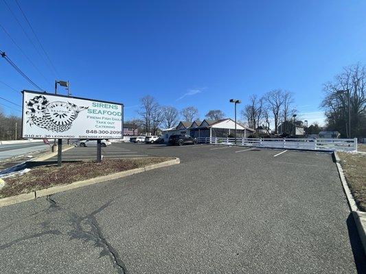 Parking and store front along RT 36 on the way to Sandy Hook