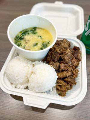 Pork adobo + mongo bean soup