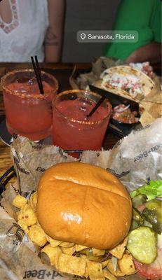 Down The Hatch, Avocado BLT tacos, and Strawberry Margarita