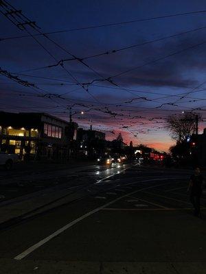 West Portal Station at sunset