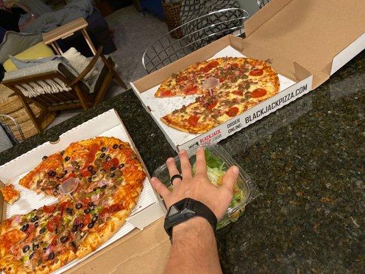 Pizza and salad lol