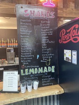 Shake menu- a wide selection of