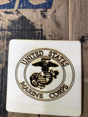 4 inch Marine Corps logo, Laser engraved.