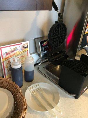 They have a make-your-own-waffle set up! So easy and great!