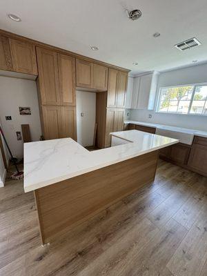 Here is the cabinets,  Center Island, washer & dryer fridge placement