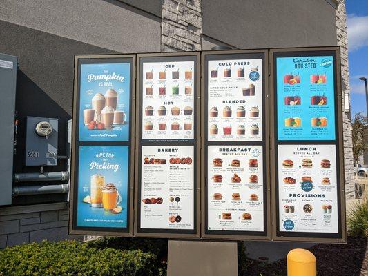 Menu at the drive-thru