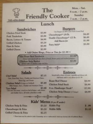 Front of the menu.