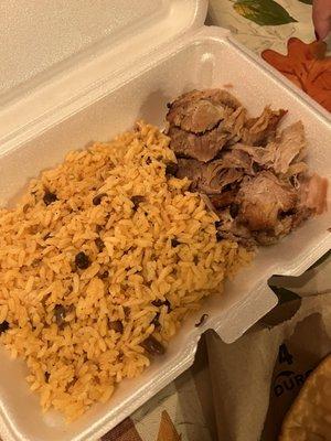 Kids roast pork with yellow rice