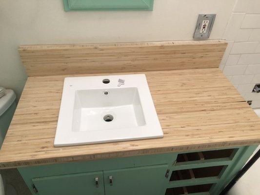 New bamboo vanity top