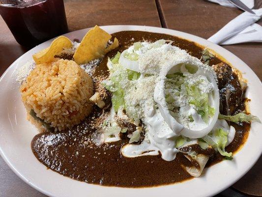 40. Enchiladas Mole Poblano Platter