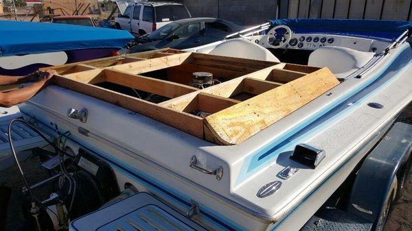 This is the custom hatch that we built before it was upholstered and completely fiberglass