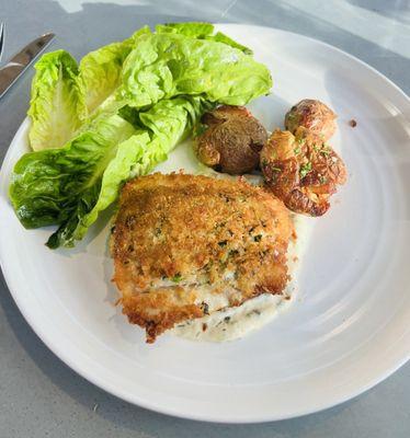 Crab crusted halibut