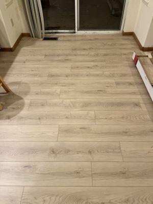 Dining room floor with newly installed LVP