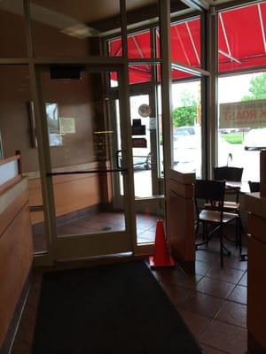 These HEAVY doors are not handicap friendly. Nor was the staff helpful with them