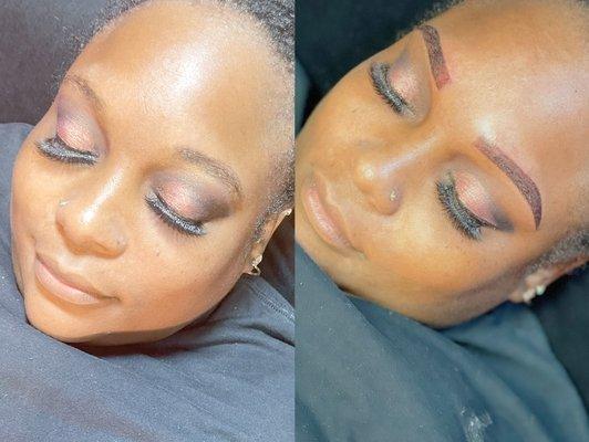 Microshaded brows , lasts 1-3 years