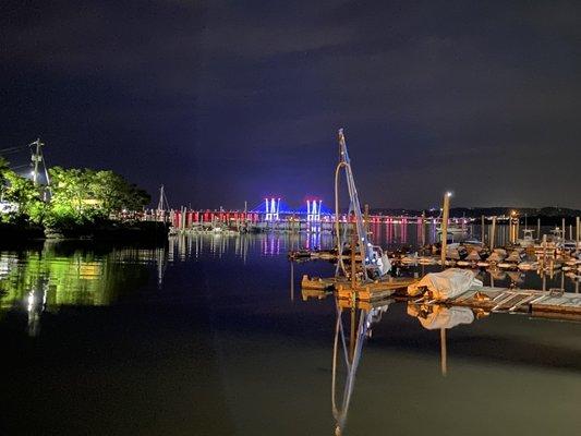 View of the marina at night