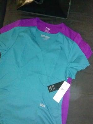 Solid, but fashionable scrub tops ~$26/each