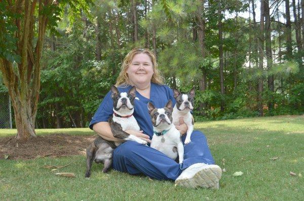 Nikki and her Champion Boston Terriers