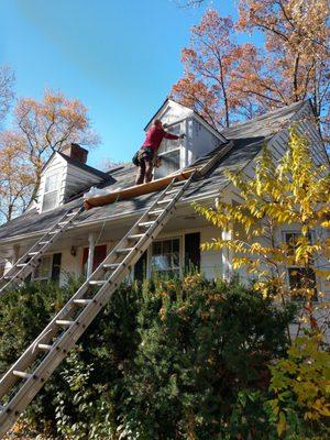 Repairing a dormer.