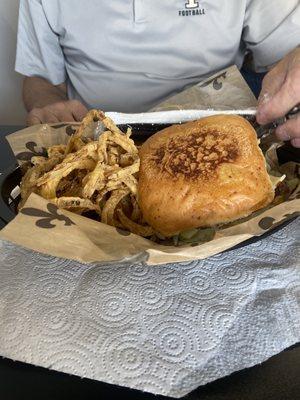 The homemade burger and onion rings are phenomenal.