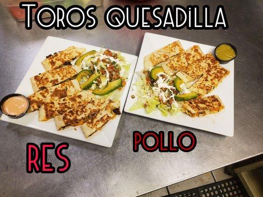 Quesadillas de pollo o res