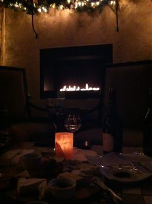 Small plates in front of the fireplace!