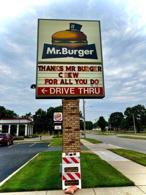 Sign out front - Mr. Burger on 44th Street