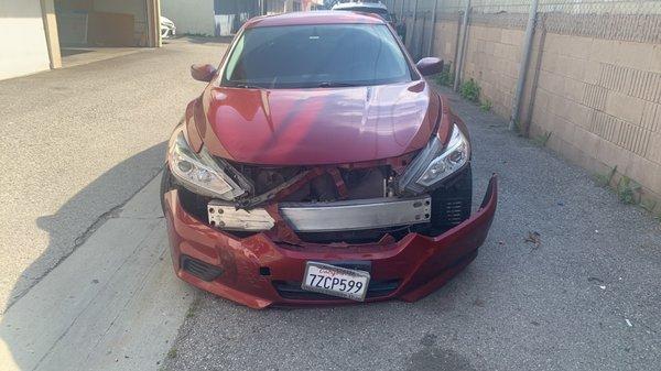 Before picture: Damage from car accident