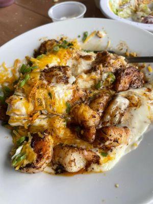 Blackened Shrimp and cheese grits