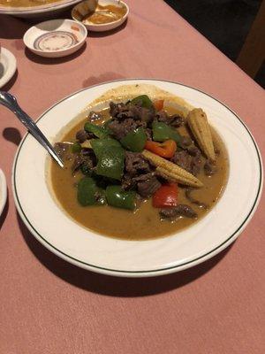 Steak and Peppers in curry sauce