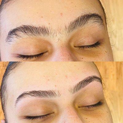 Eyebrows threading before and after