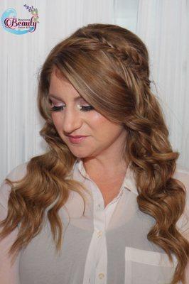 clip in hair extensions with airbrush makeup and false lashes