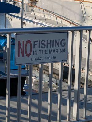 No fishing in the marina!