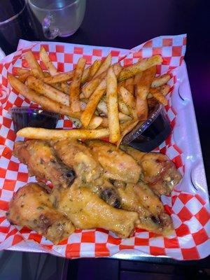 Garlic parmesan chicken with fries