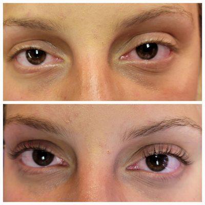 Lash lift before and after