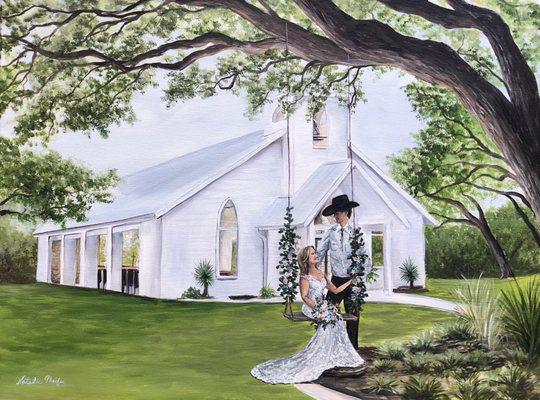 Live Wedding Painting by Natalie Pheifer of Trinity Brushworks