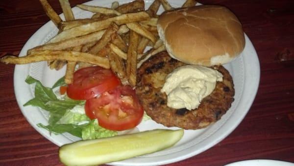 Veggie burger and fries