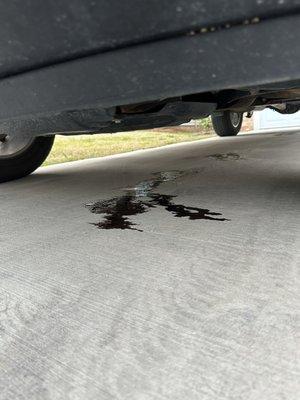 Oil leaks from under truck