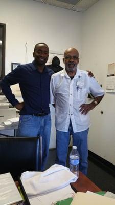 Perry with the Owner of Universal Barber School (Mr. KNOX) 《《a living legend. Full of wisdom!!!