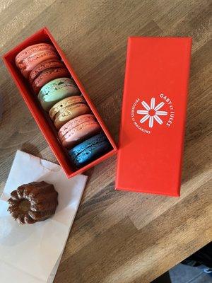 6 macaroons and canele